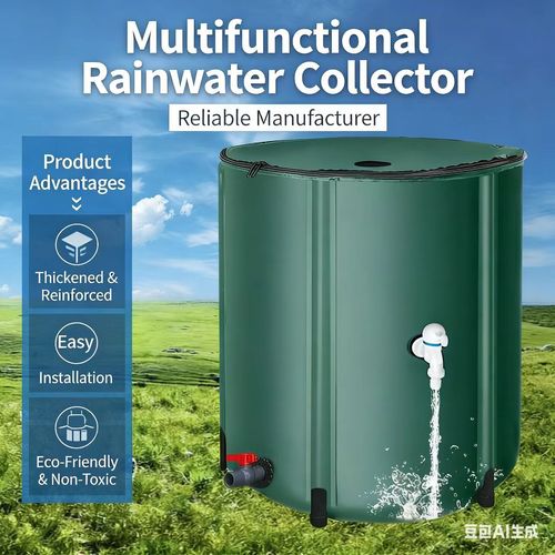 52 Gallon 200L Foldable PVC Rain Water Collector Tank, Large Capacity Collapsible Rain Barrel, Outdoor Garden Irrigation Water Storage Container
