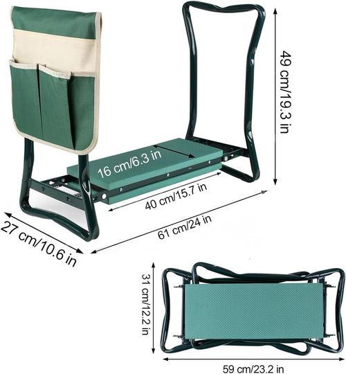 Upgraded Bench Kneeler and Seat with Thicken & Widen Soft Kneeling Pad, Garden Heavy Duty Foldable Gardener Stool with 1 Tool Pouches