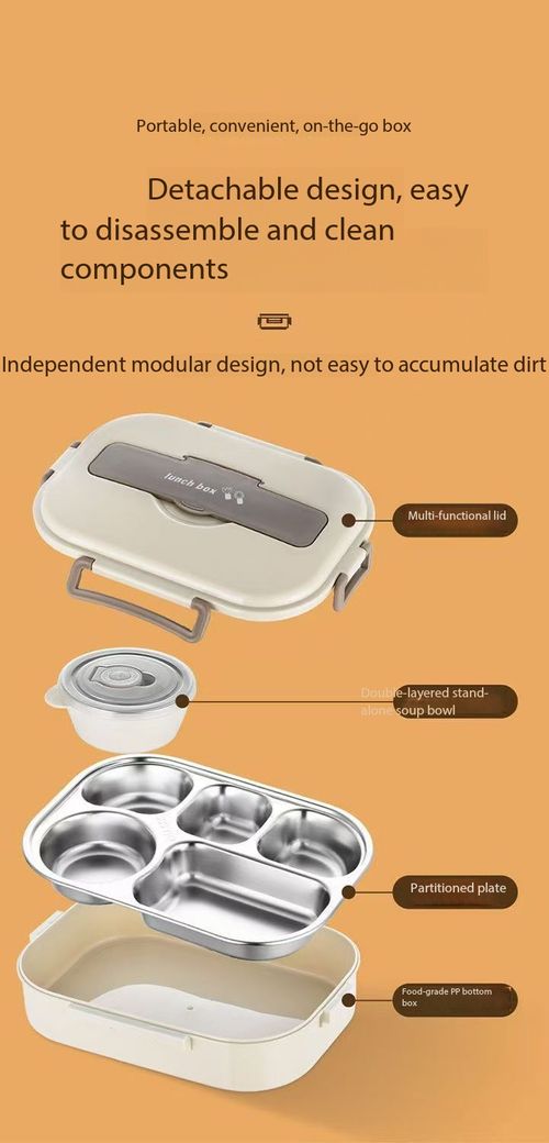 304 Stainless Steel Compartment Leakproof Lunch Box Set with Thermal Bag & Spoon
