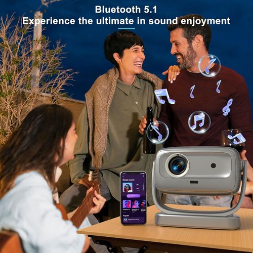 Auto-Focus Portable Projector A8 - 4K Ultra HD Home Projector with Gimbal, Daylight Viewable & Fully Automatic Operation