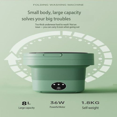 8L Compact Foldable Washer with Spin Dry - Perfect for Student Dorm, Travel, Camping & Baby Care