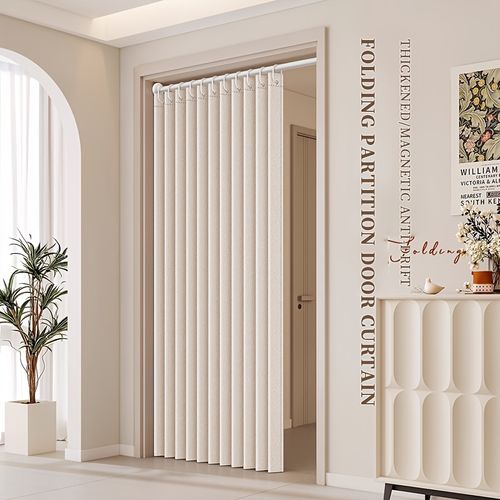 Foldable Door Curtain, No Drill Installation, Invisible Thick Windproof Partition Curtain, Privacy Screen for Bathroom, Bedroom, Home Use