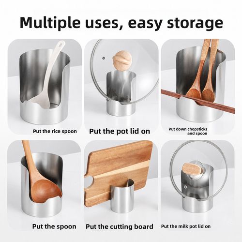 Stainless Steel Kitchen Organizer Stand: Vertical Holder for Pot Lids, Ladles, Spatulas, and Cutting Boards