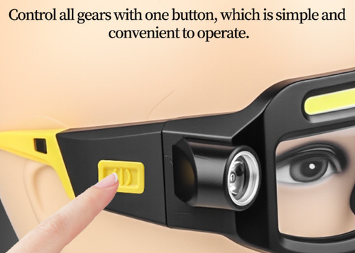 5862 Rechargeable LED Light Glasses - Motion Sensor Headlamp | Hands-Free Work Light for Night Fishing, Cycling,   Repair | Yellow