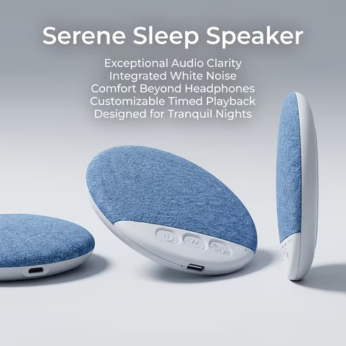 Pillow Sleep Speaker — Timer Off, White Noise, Soft Music, Long Battery Life