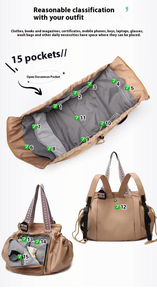 Multi-pocket storage single and double shoulder backpack