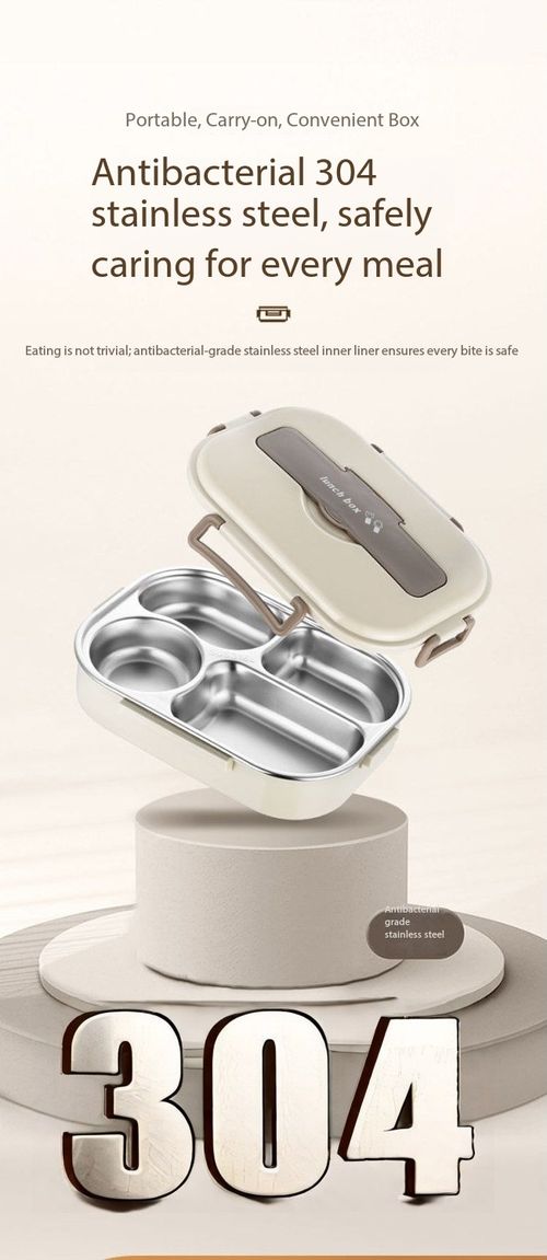 304 Stainless Steel Compartment Leakproof Lunch Box Set with Thermal Bag & Spoon