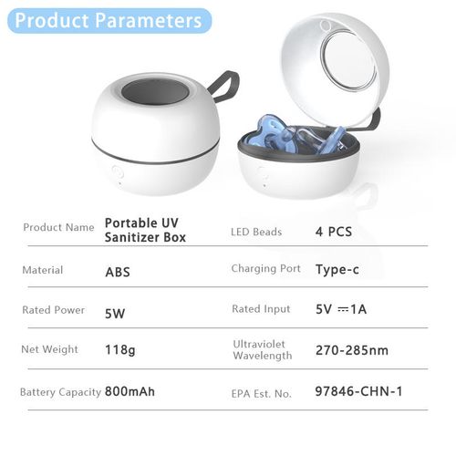 Portable Rechargeable UV Denture Sanitizer 99.9% Sterilization for Dentures Retainers Mouth Guards Jewelry Made Durable Plastic