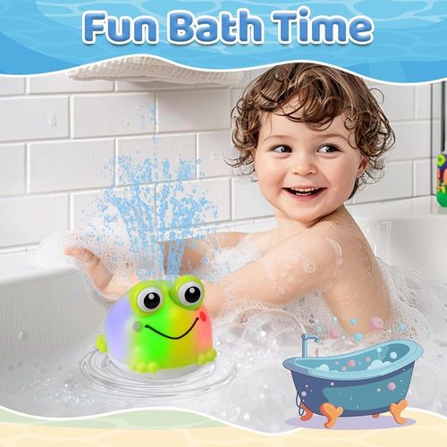 Auto Sensing Water Absorption Electric Spray Water Bath Toys Baby Bathing Time Light up Frog Sprinkler Bathtub Shower Water Toy