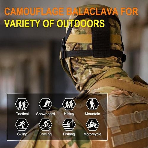 5PCS Camouflage Balaclava Face Mask UV Protection Men Women Sun Hood Tactical Motorcycle Fishing Hiking Cycling Neck Gaiter Breathable Bandana Summer Cooling Gaiter for Multifunctional Windproof Sports