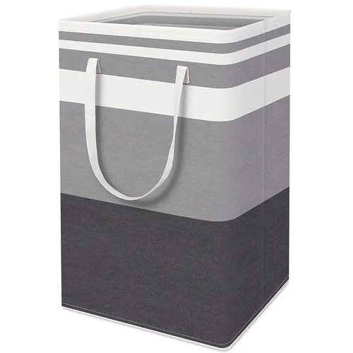 2-Pack Large Foldable Laundry Basket Striped Storage Organizer with Handles for Clothes and Moving Kenya