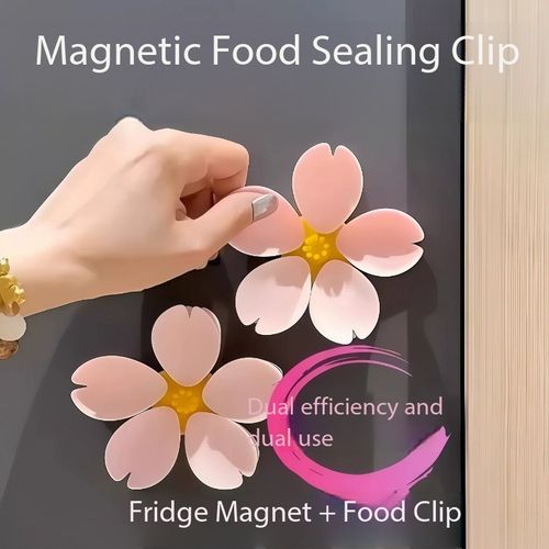 3 Pack Detachable Flower Magnetic Food Sealing Clips Fridge Magnets