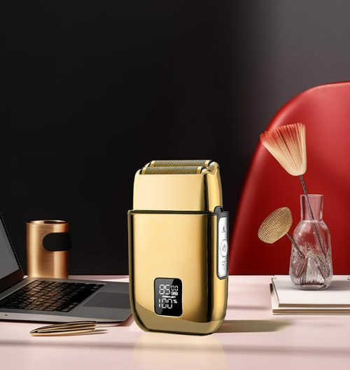 Reciprocating Electric Shaver for Men LED Display Rechargeable Wet and Dry Shaving Full Body Washable Gold Foil Razor