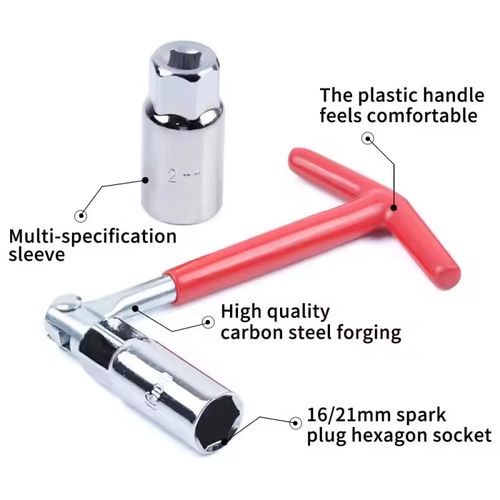 5Pcs T‑Handle Spark Plug Socket Wrench Set, 14 16 18 21mm Universal Removal Tool for Car & Motorcycle Repair