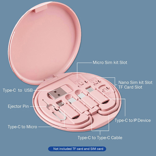 4-in-1 Travel Cable Storage Box with Stand & Mirror