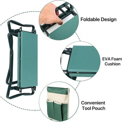Upgraded Bench Kneeler and Seat with Thicken & Widen Soft Kneeling Pad, Garden Heavy Duty Foldable Gardener Stool with 1 Tool Pouches