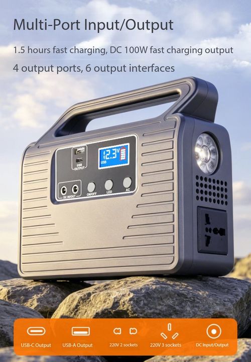 Portable Solar Power Station 76.8Wh Outdoor Energy Storage Power Bank With Foldable Solar Panel Built In LED Emergency Light