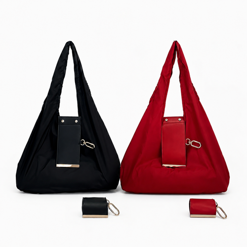 Instagram-style keychain storage bag, nylon shopping bag, large capacity, convenient tote shoulder bag, eco-friendly.