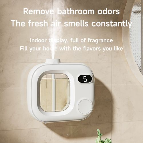 Automatic Aroma Diffuser, 5‑Gear Adjustable Wall‑Mounted Fragrance Machine, Touch Button Scent Sprayer for Home Bedroom Bathroom Toilet Deodorization, Essential Oil Compatible