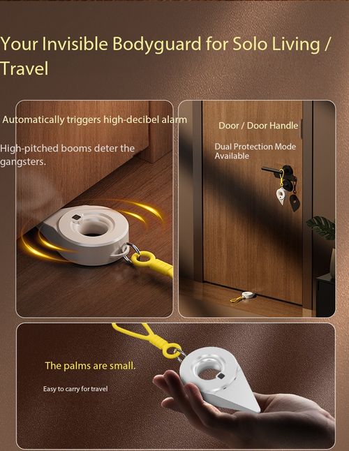Portable Door Stop Alarm with Light Warning