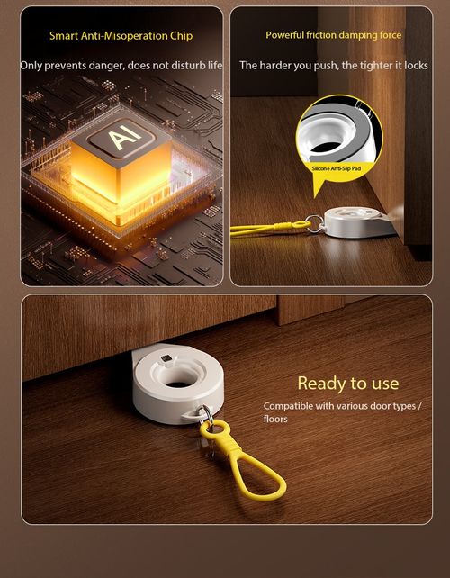 Portable Door Stop Alarm with Light Warning