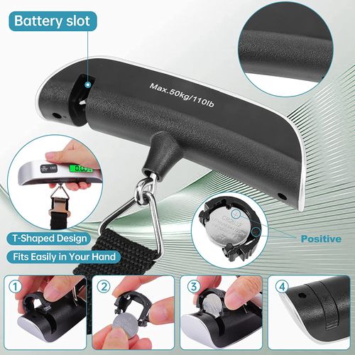Portable 50kg Digital Luggage Scale – Handheld Battery-Powered Hanging Travel Scale (ABS Material)