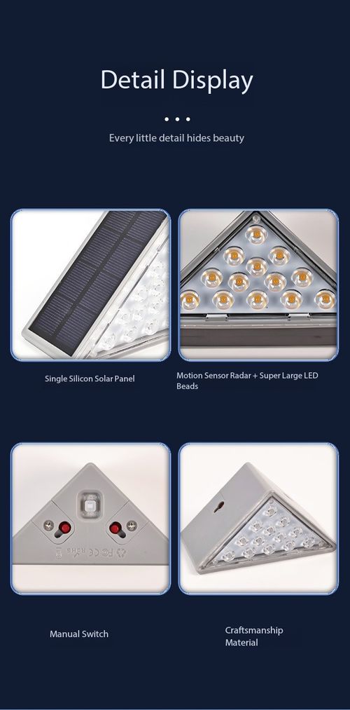 2‑Pack Solar Triangular Stair Lights, Outdoor Waterproof Auto On‑Off Step Wall Lamp