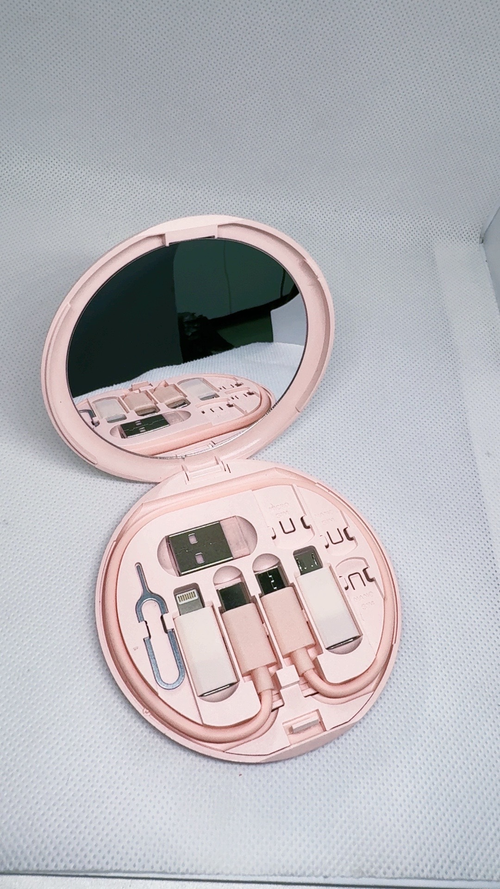 4-in-1 Travel Cable Storage Box with Stand & Mirror