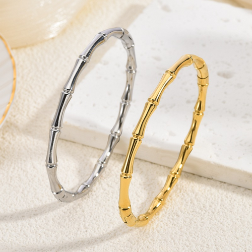Premium Titanium Steel Bamboo Bracelet Pair Gold and Silver Set Only 3800 KES Kenya Jewelry