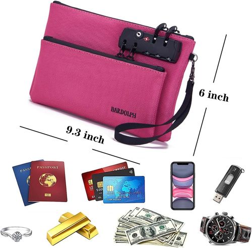 Unisex Extra Long Double Layer Document Organizer Featuring a spliced ​​design of Oxford cloth and crocodile patterned leather  equipped with a zippered closure and an anti theft lock clasp ideal for storing valuables  cash and passports.