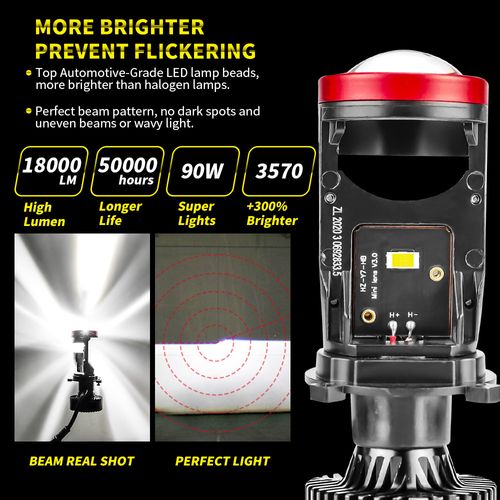 🧡Super bright Y7D H4 LED Headlight Canbus Car Light 6500K 90W 18000LM Conversion Kit High Low Beam