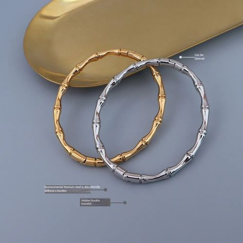 Premium Titanium Steel Bamboo Bracelet Pair Gold and Silver Set Only 3800 KES Kenya Jewelry