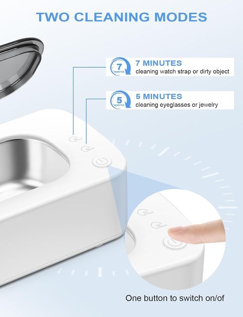 48KHz Electric Ultrasonic Cleaner with Digital Timer, Ultrasonic Jewelry Cleaning Machine for Eyeglasses, Rings, Earrings, Watch Straps, Dentures, Makeup Brushes, Household Multi-Purpose Cleaner