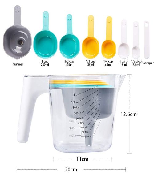 New 9-Piece Household Kitchen Measuring Set: Plastic Measuring Cups and Spoons with Markings – Baking Tool Combo Set