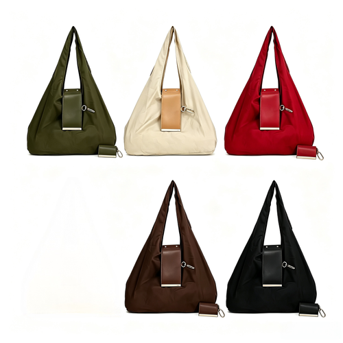 Instagram-style keychain storage bag, nylon shopping bag, large capacity, convenient tote shoulder bag, eco-friendly.