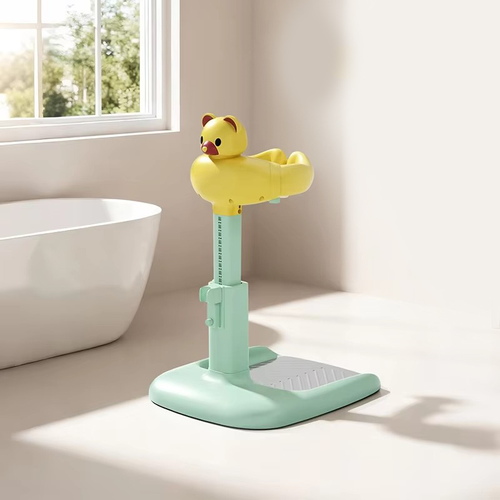 Baby Standing Bath Support - 10 Height Levels, Anti-Slip, Cartoon Bear Design