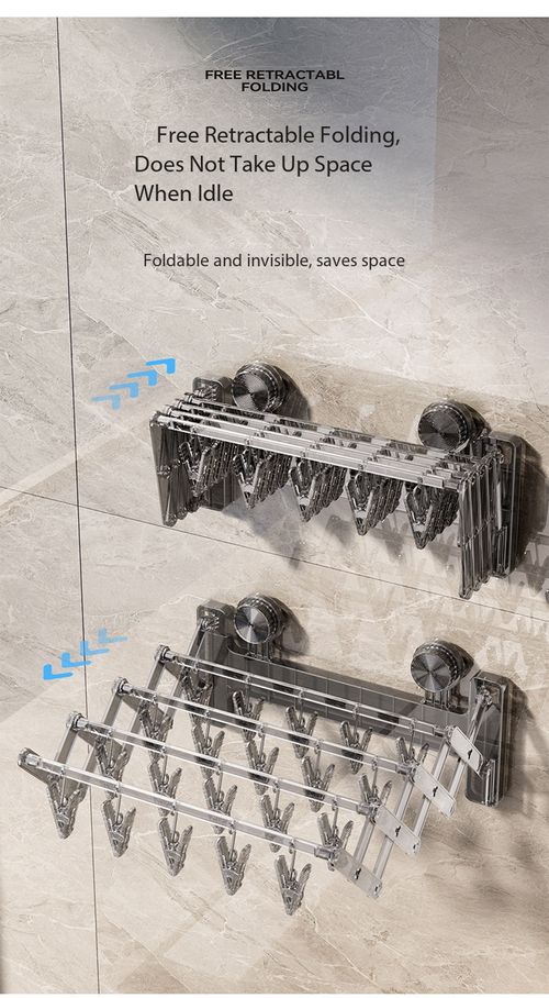 Foldable Suction Cup Wall Drying Rack with 20 Clips