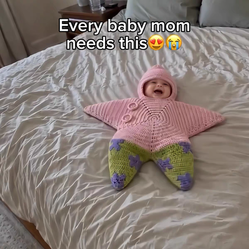 Cute Starfish Newborn Baby Swaddle Knitted Sleeping Bag, Soft Infant Hooded Wrap Blanket, Baby Shower Gift Kenya
