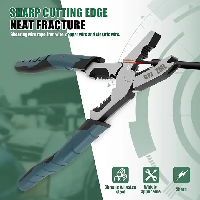 DealsForYouDays  6-in-1 Multi-Function CR-V Steel Wire Stripper Pliers, Diagonal Cutters with Adjustable Cutting Depth and Sharp Blades for Nails and Electrical Cables, Hardware Wirecutters, Construction Tool, Hand Tools Wire Stripping Machine Wirepliers