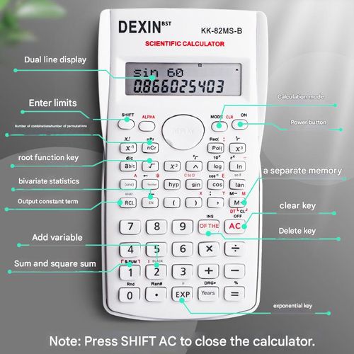 Student Supplies Kit (7-piece technical drawing kit, multi-function calculator, and 12 water-based pens)