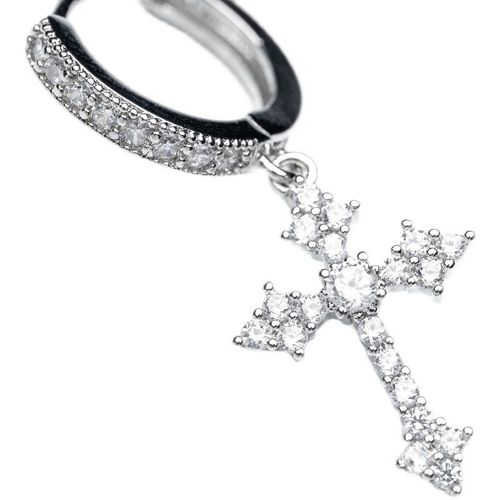 Full Rhinestone Cross Hoop Earrings