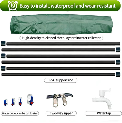 52 Gallon 200L Foldable PVC Rain Water Collector Tank, Large Capacity Collapsible Rain Barrel, Outdoor Garden Irrigation Water Storage Container