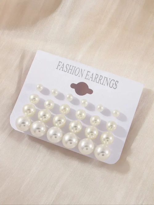 12 Pairs Pearl Stud Earrings Set Fashion Classic Round Pearl Earrings for Women Girls Kenya