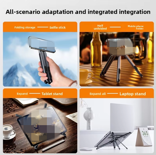 Magnetic Aluminum Alloy Stand: Portable, Foldable Support for Phones, Tablets, and Laptops with Heat Dissipation – Ideal for Office Use