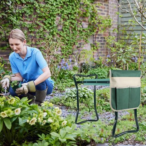 Upgraded Bench Kneeler and Seat with Thicken & Widen Soft Kneeling Pad, Garden Heavy Duty Foldable Gardener Stool with 1 Tool Pouches