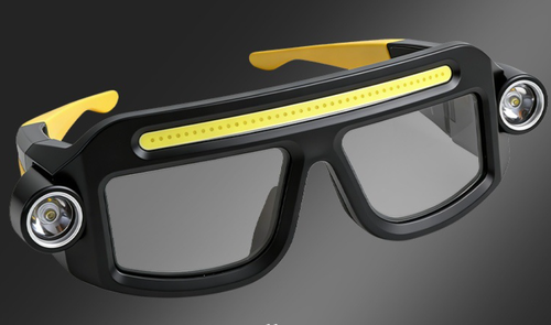5862 Rechargeable LED Light Glasses - Motion Sensor Headlamp | Hands-Free Work Light for Night Fishing, Cycling,   Repair | Yellow