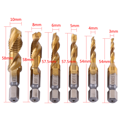6-Piece 2-in-1 Drill and Tap Bit Set Hex Shank Screw Thread Cutter for Electric Drill Kenya
