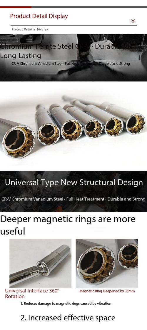 6‑Pcs Magnetic Swivel Spark Plug Socket Set