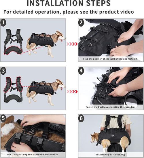Multifunctional Pet Carrier Backpack Dog Walking Harness Support Sling for Injured Elderly Dogs Kenya