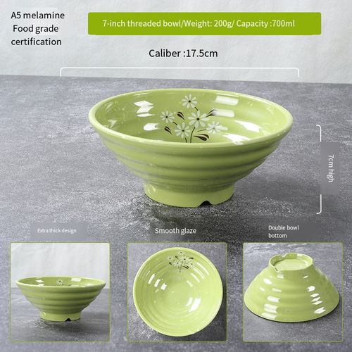 6-Piece Melamine Faux Porcelain Bowl Specially designed for serving rice  soups noodles  and  Xiao Mian  Sturdy and durable melamine tableware  Large capacity deep bowl Ideal for everyday family use  Features a rolled rim, shallow profile, and wide mouth design.👩‍👩‍👧‍👦